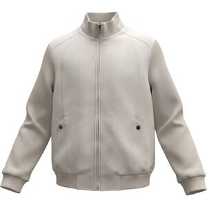 Barabas Bomber Jacket Men L Bone White Mixed Media Faux Suede Knit Money Classic